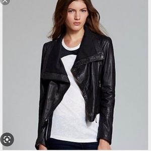 Doma Women's Leather Moto Asymmetric Jacket Black Soft, Size 0